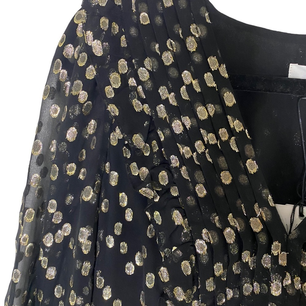 A Loves A Silk Metallic Pleated Long Sleeve Babydoll Dress Sz S $259 NEW HSH - Picture 3 of 12